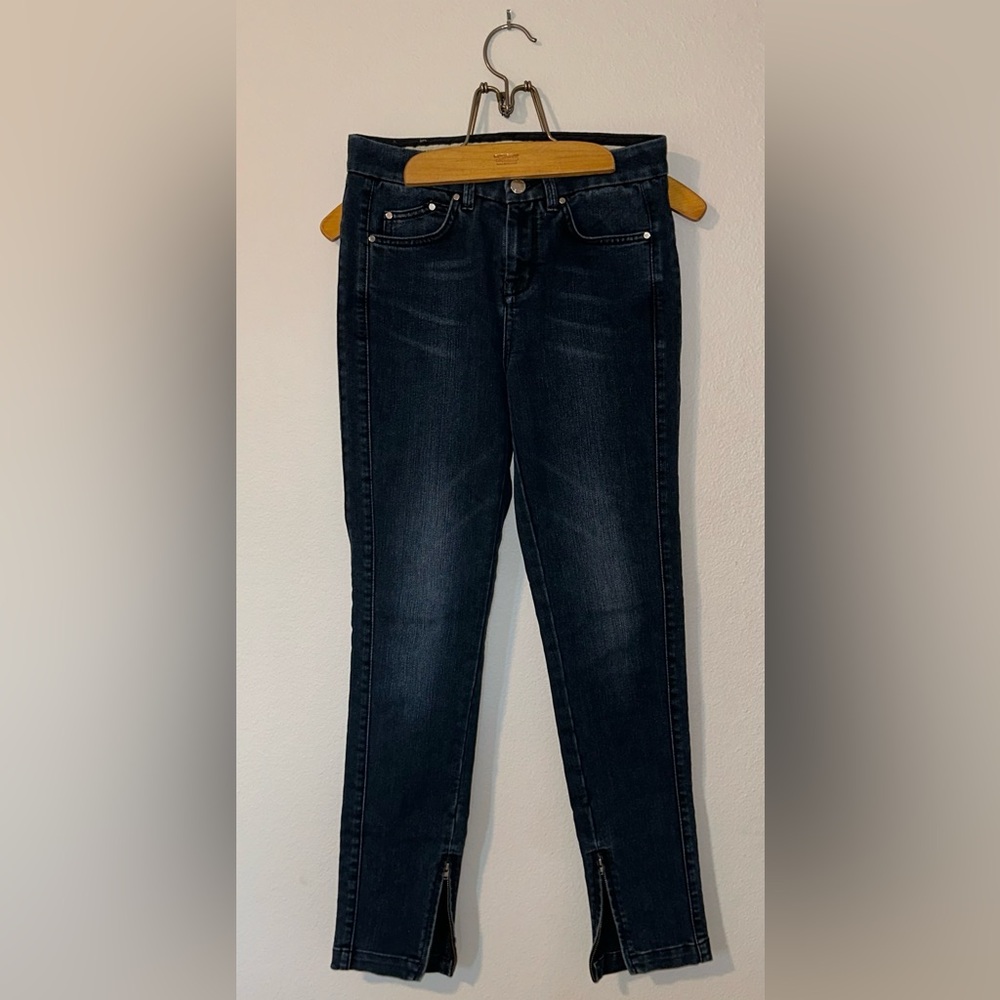 Karen Millen Blue Jeans With Zippers at the bottom